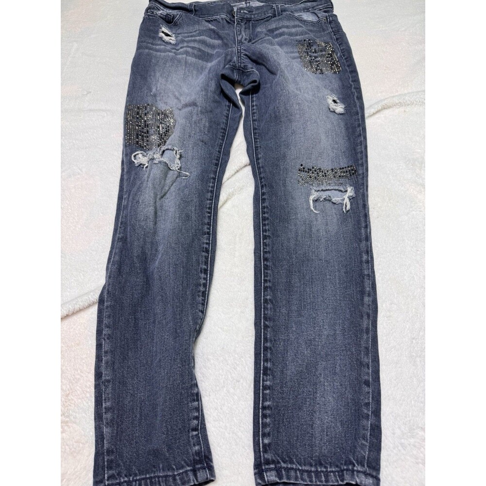 Vintage Reunion Juicy Couture Distress skinny‎ jean size 12 With Rhinestones